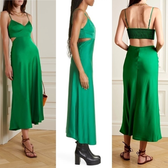 TUCKERNUCK A.L.C Blakey Cut out Satin Dress in green size 12 - Picture 3 of 15